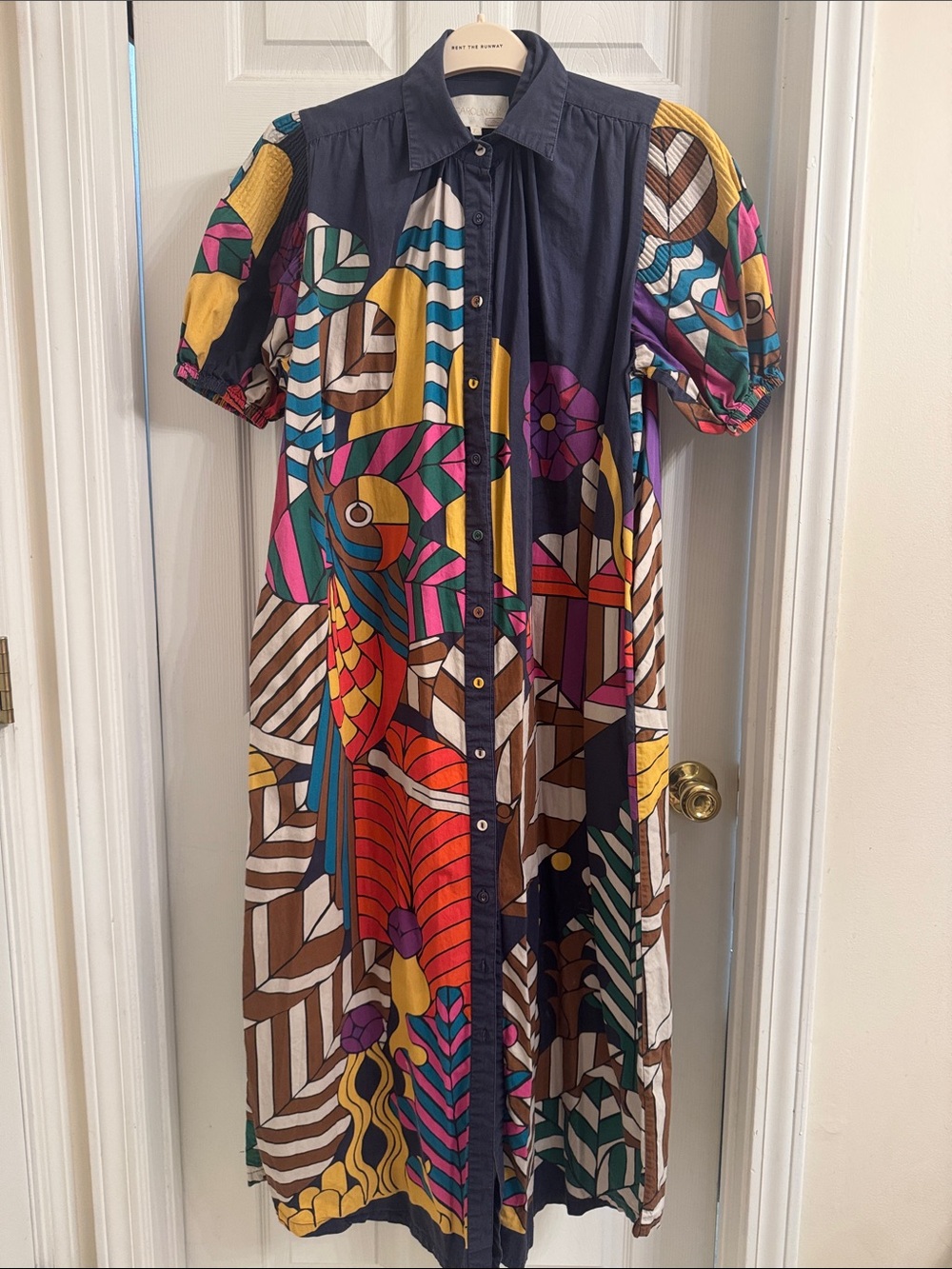 Carolina K Button-Front Multicolor Printed Shirt Dress